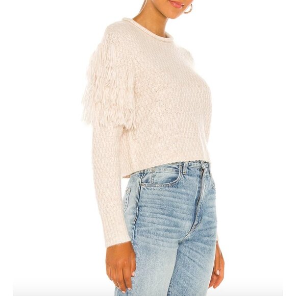 NWT Amuse Society Rocha Fringe Tassel Chunky Knit Sweater Long Sleeve Knit Top M - Picture 4 of 8